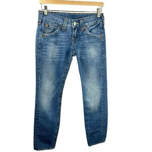 True‎ Religion Denim Jeans Women 26 Julie Style Low Rise Skinny Medium Wash Blue